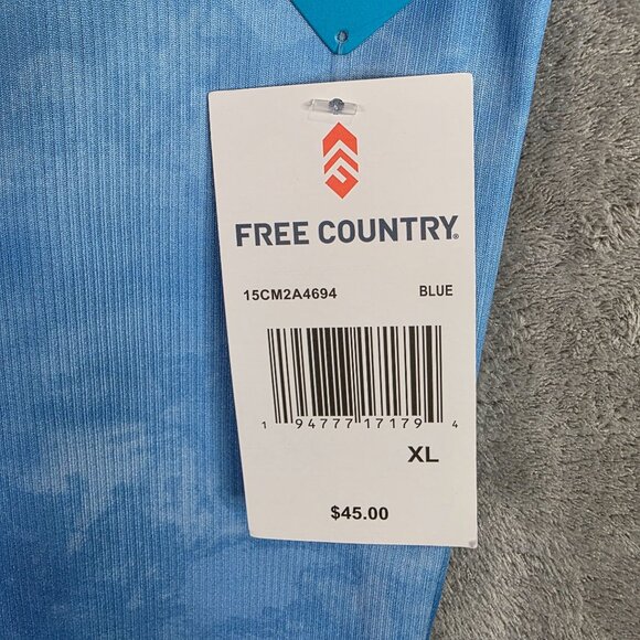 Mens Free Country Blue Tie Dye Micro Tech T Shirt Short Sleeve Crew Neck Size XL - Picture 3 of 10